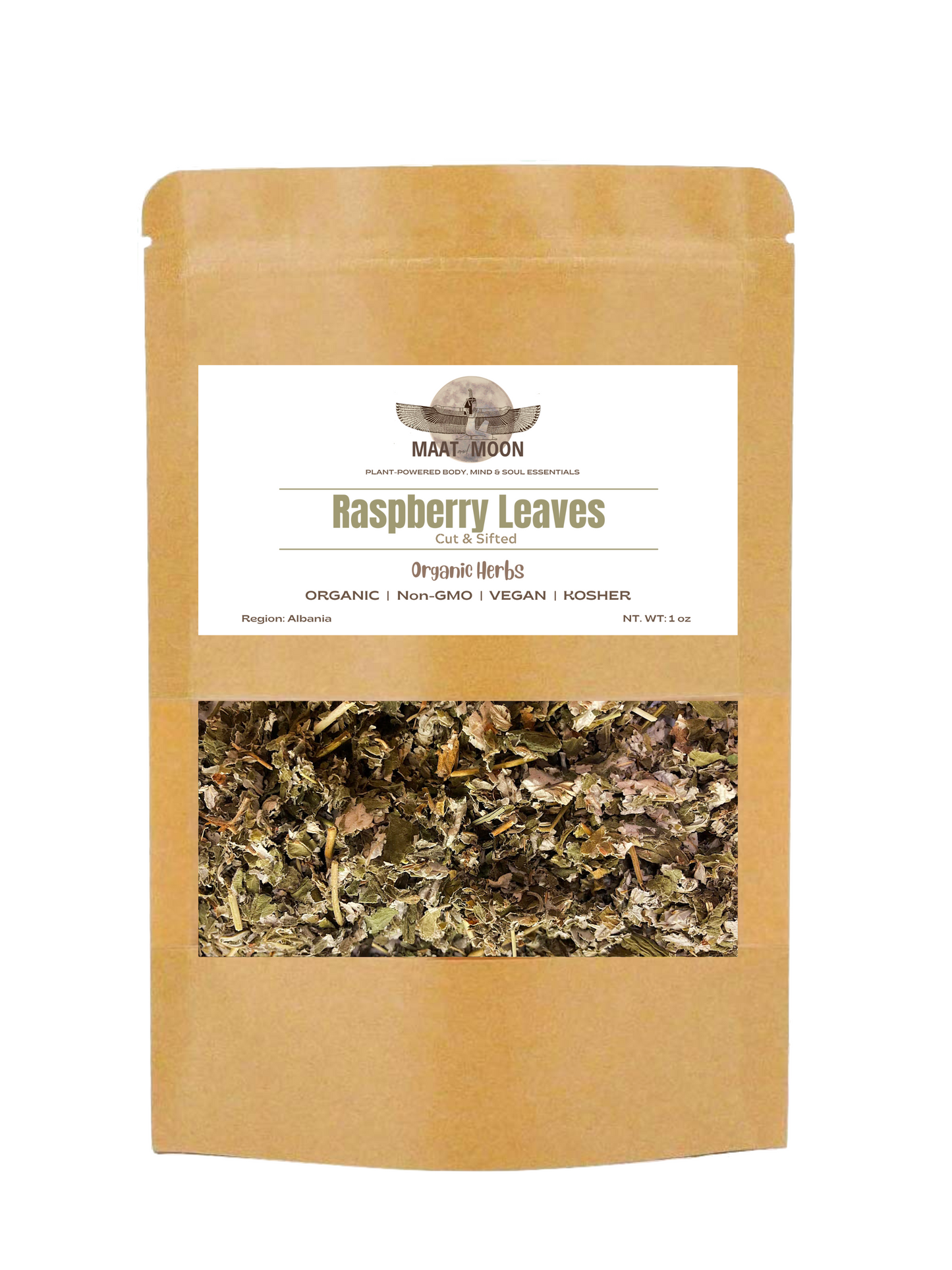 Raspberry Leaves 1 oz - Organic Herbs | Cut & Sifted