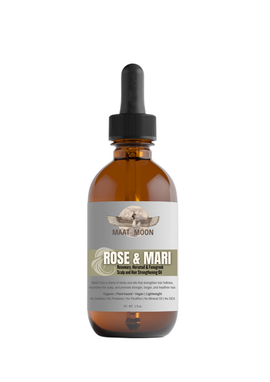 Rose & Mari | Rosemary, Horsetail & Fenugreek  Scalp and Hair Strengthening Oil - Organic | Plant-based • Vegan | Lightweight  - 1 fl.oz